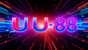 Engaging logo of UU 88 with bright neon effects, representing online casino and entertainment branding for accessibility and recognition.