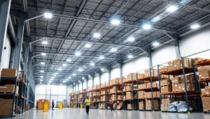 Moderne Industriehalle mit LED-Beleuchtung