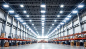 Moderne LED-Beleuchtung in einer Industriehalle
