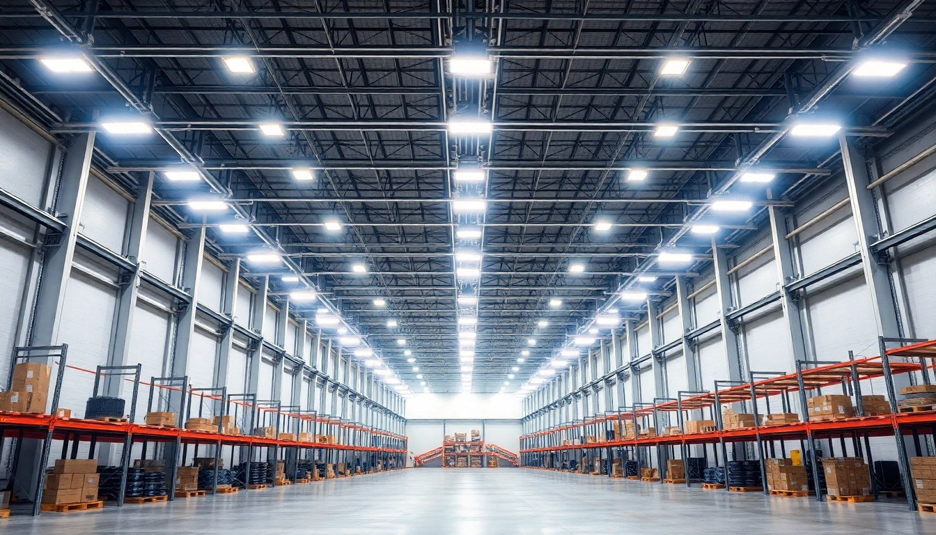 Moderne LED-Beleuchtung in einer Industriehalle