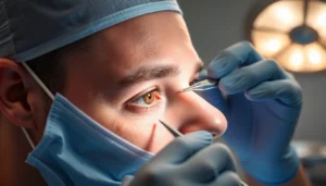 Oberlidstraffung Zürich: Experienced surgeon performing eyelid lifting with precision in a state-of-the-art clinic to rejuvenate your appearance.