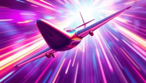 Vivid depiction of Aviator Game with an aircraft flying through colorful skies, emphasizing excitement and high-stakes gameplay for online bettors.