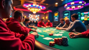 Clubgg poker highlights a lively online poker community with gamers enjoying diverse card games and vibrant chips in a realistic digital setting, emphasizing community and excitement for screen readers.